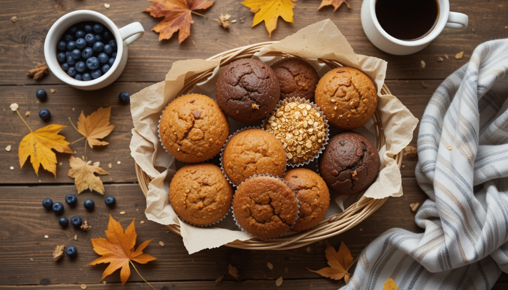 Assorted muffins for diabetics recipes including blueberry, banana oat, carrot, chocolate, and pumpkin muffins – low sugar and diabetic-friendly.